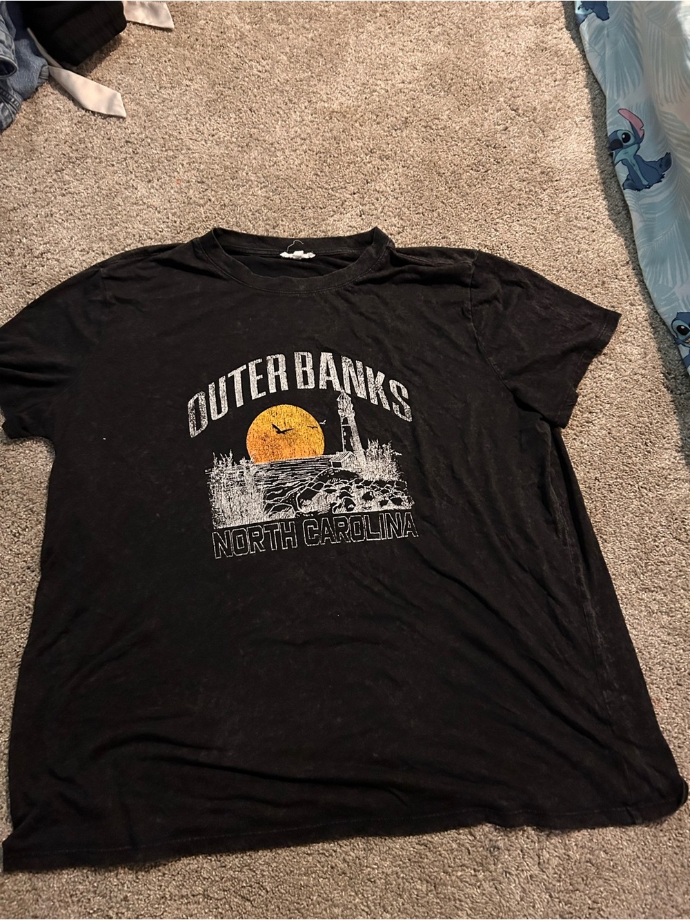 Maurices Black Outer Banks North Carolina Graphic Tee with Yellow Sun